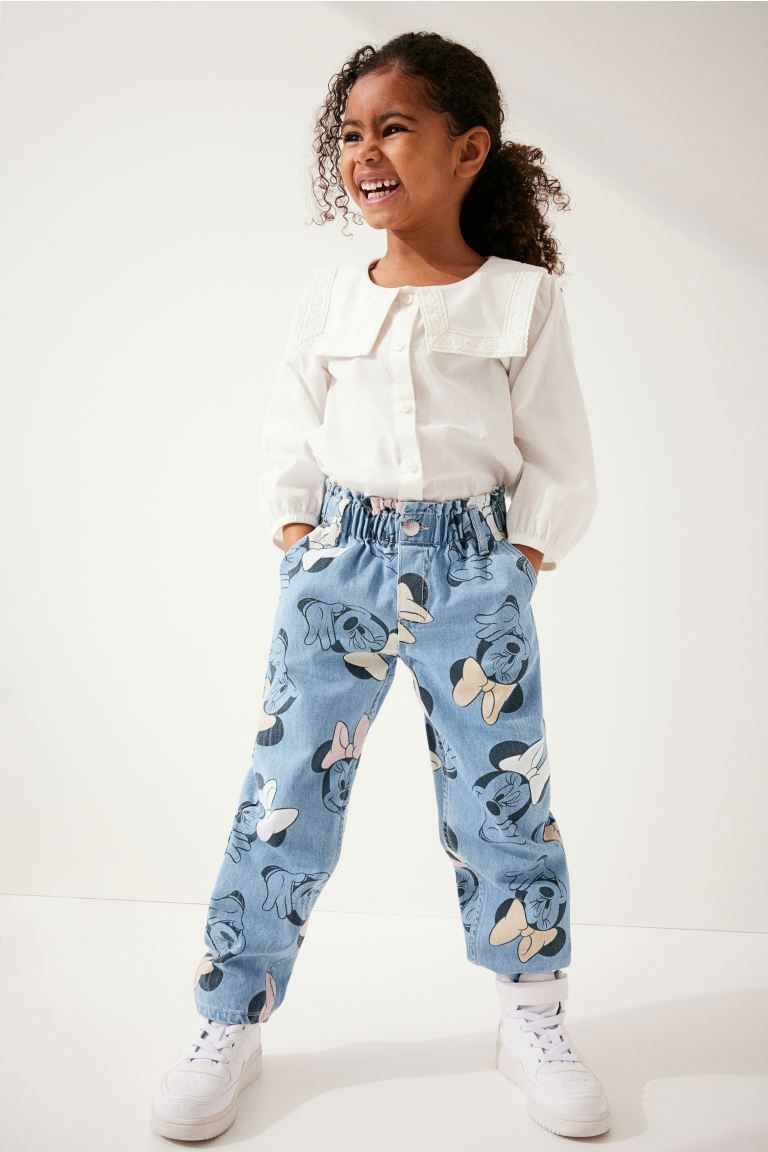 Relaxed Fit Paper Bag Jeans - Light denim blue/Minnie Mouse - Kids | H&M US | H&M (US + CA)