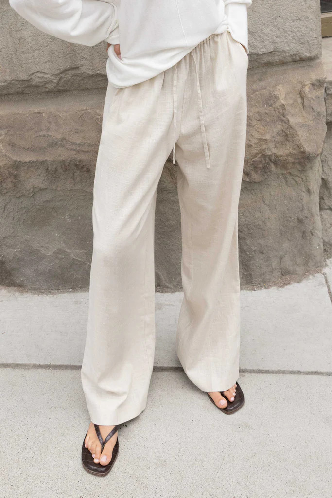 LINEN BLEND WIDE LEG PANT | OAK + FORT