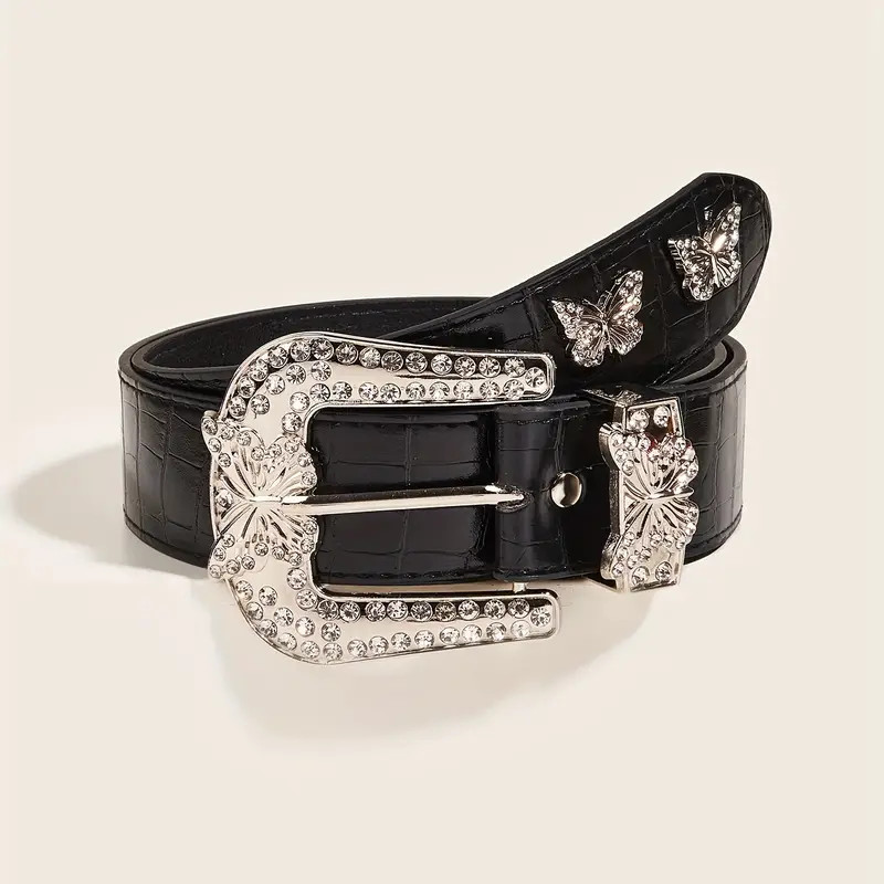 Butterfly Rhinestone Buckle Belt Personality Mature Pu - Temu | Temu Affiliate Program