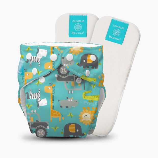 Charlie Banana One-size Reusable Cloth Diaper with 2 Reusable Inserts in Gone Safari | Babylist