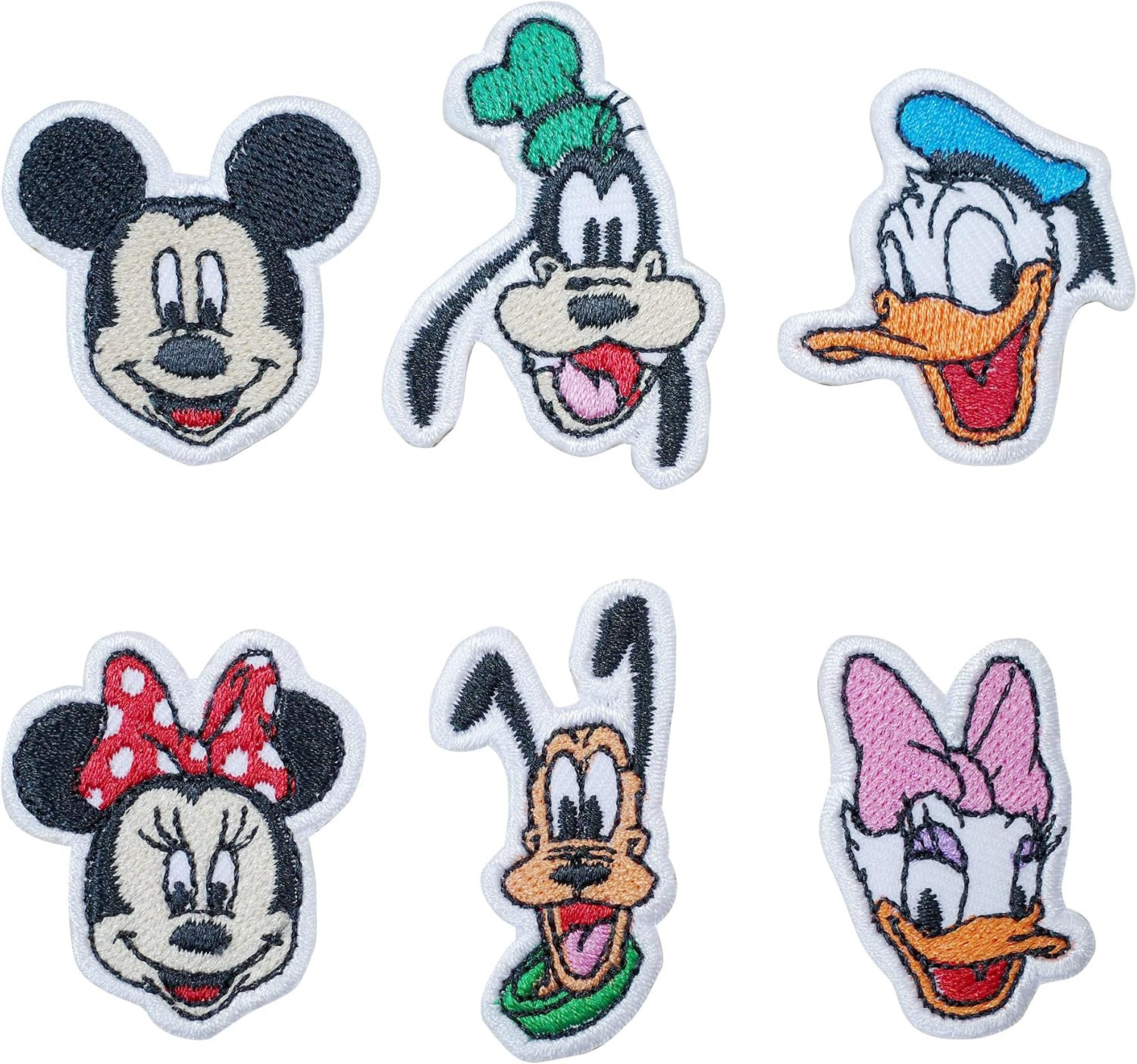 Octory 6 PCS Mini Set Cute Cartoon Mickey Iron On Patch for Clothing Saw On/Iron On Embroidered Patch Applique for Jeans, Hats, Bags | Amazon (US)