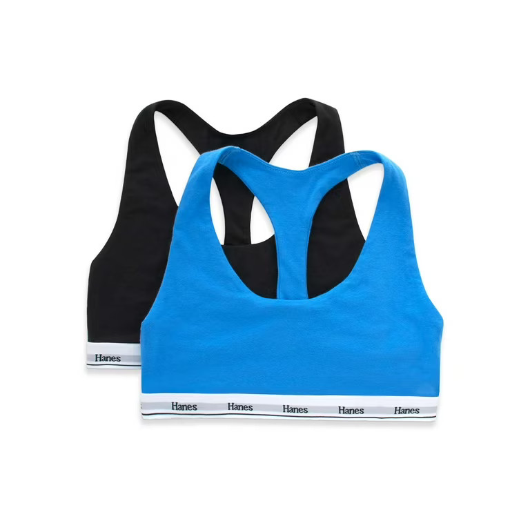 Hanes Originals Women's Racerback Bralette, Breathable Stretch Cotton, 2-Pack, Style MHO101 | Walmart (US)