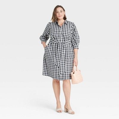 Women's Plus Size Long Sleeve Poplin Shirtdress - Ava & Viv™ | Target