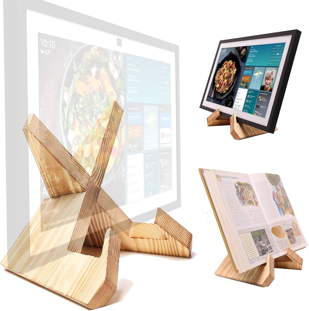 Solid Wood Tablet Computer Stands Compatible for Echo Show 15,Echo Show 21,Support Both Horizonta... | Amazon (US)