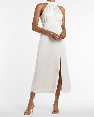 Satin Halter Maxi Dress | Express