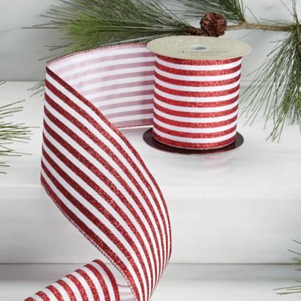 Red and White Striped Ribbon | Frontgate
