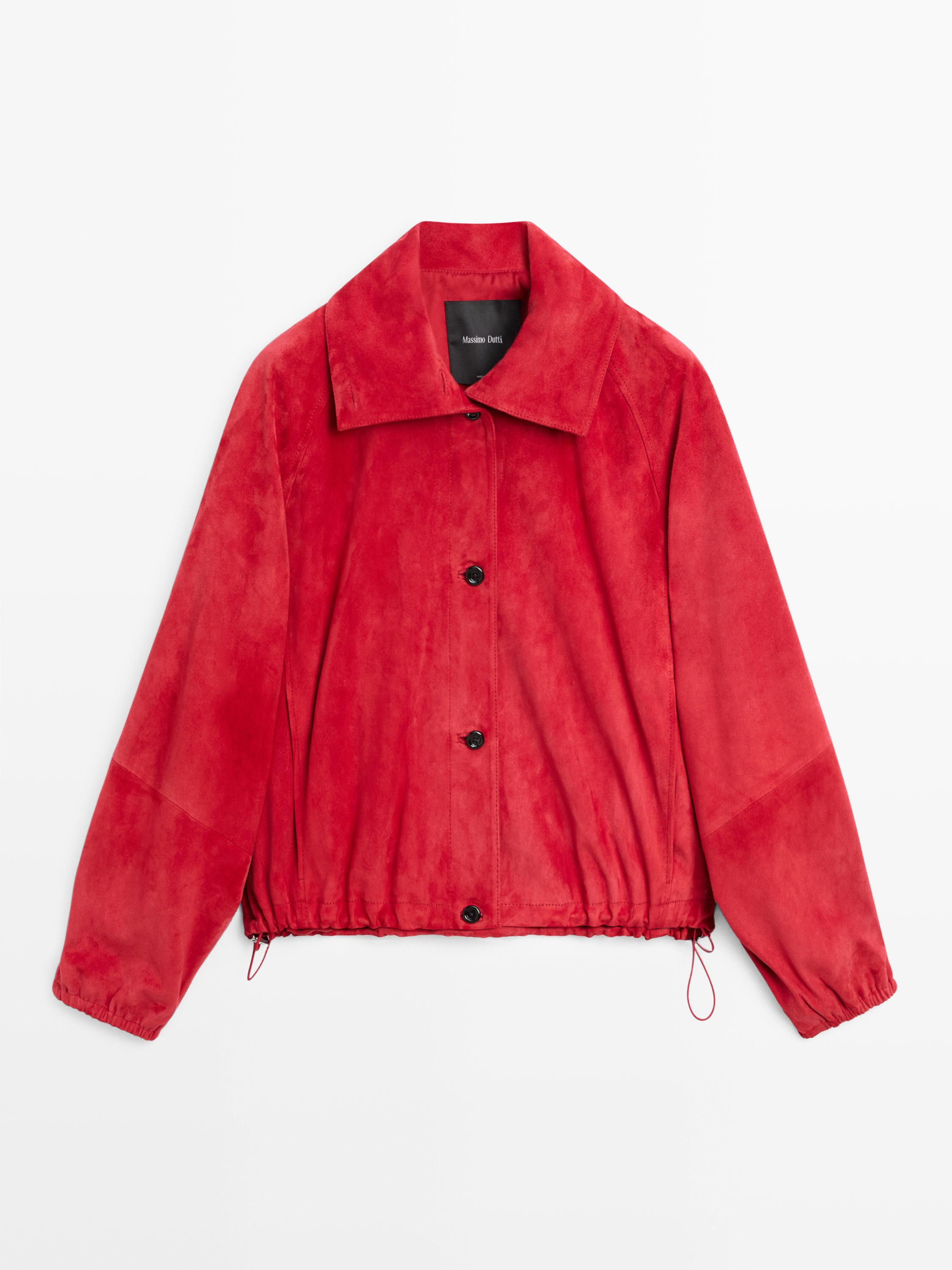 Suede leather bomber jacket | Massimo Dutti UK