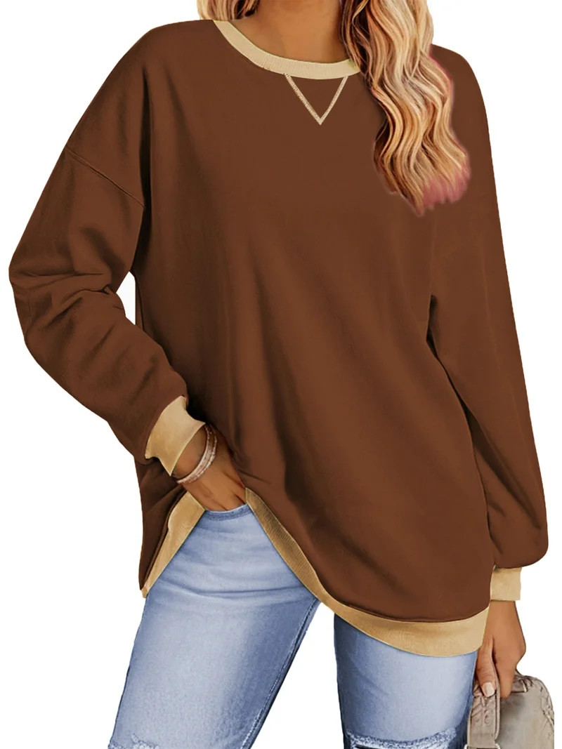 Fantaslook Color Block Sweatshirts for Women Crewneck Long Sleeve Oversized Pullover Tops Casual ... | Walmart (US)