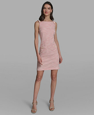 Women's Boat Neck Tweed Pocket Shift Dress | Macy's