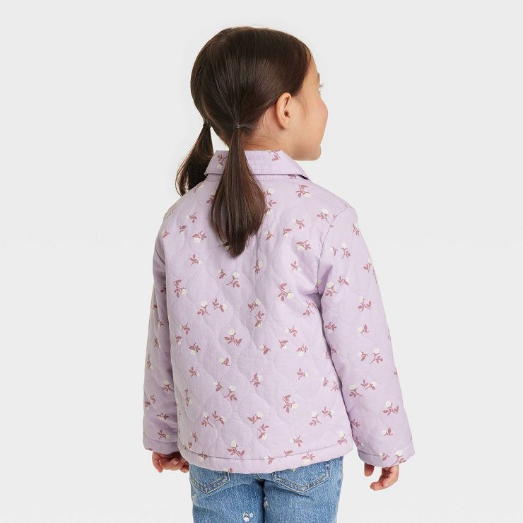 Toddler Girls' Floral Quilted Jacket - Cat & Jack™ Purple | Target