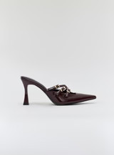 Dark Red Patent Buckle Mule - Cara | 4th & Reckless