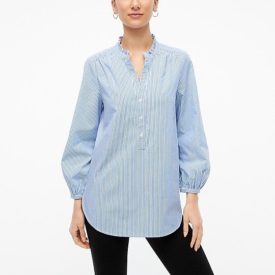 Factory: Cotton Poplin Ruffleneck Tunic For Women | J.Crew Factory