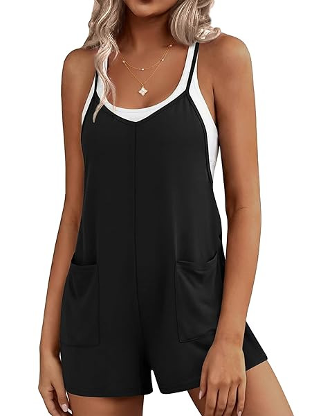 Womens Summer Strappy Romper - Adjustable Strap Hot Shot Overalls with Pockets for Casual Beach V... | Amazon (US)