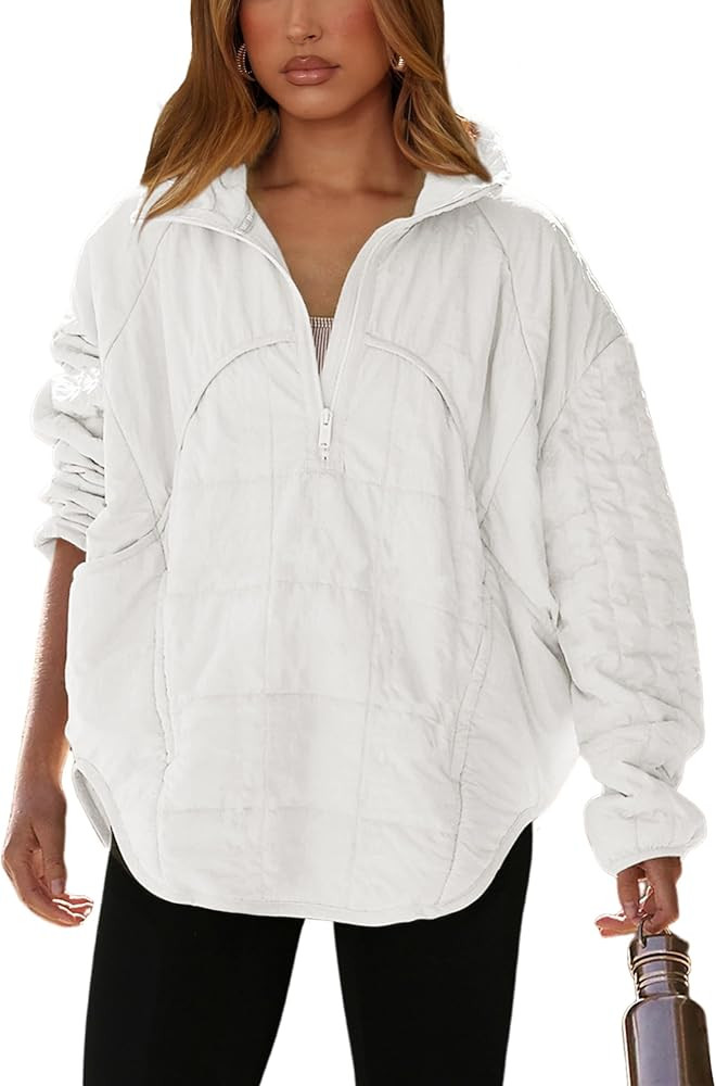 Daacee 2025 Oversized Lightweight Quilted Pullover Jacket for Women Half Zip Up Puffer Jackets Pa... | Amazon (US)