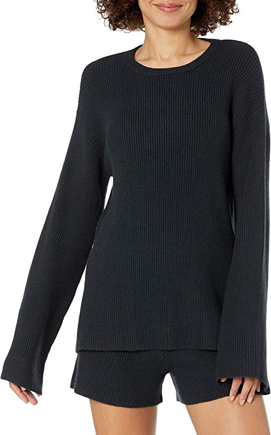 The Drop Women's Alice Crewneck Back Slit Ribbed Pullover Sweater | Amazon (US)