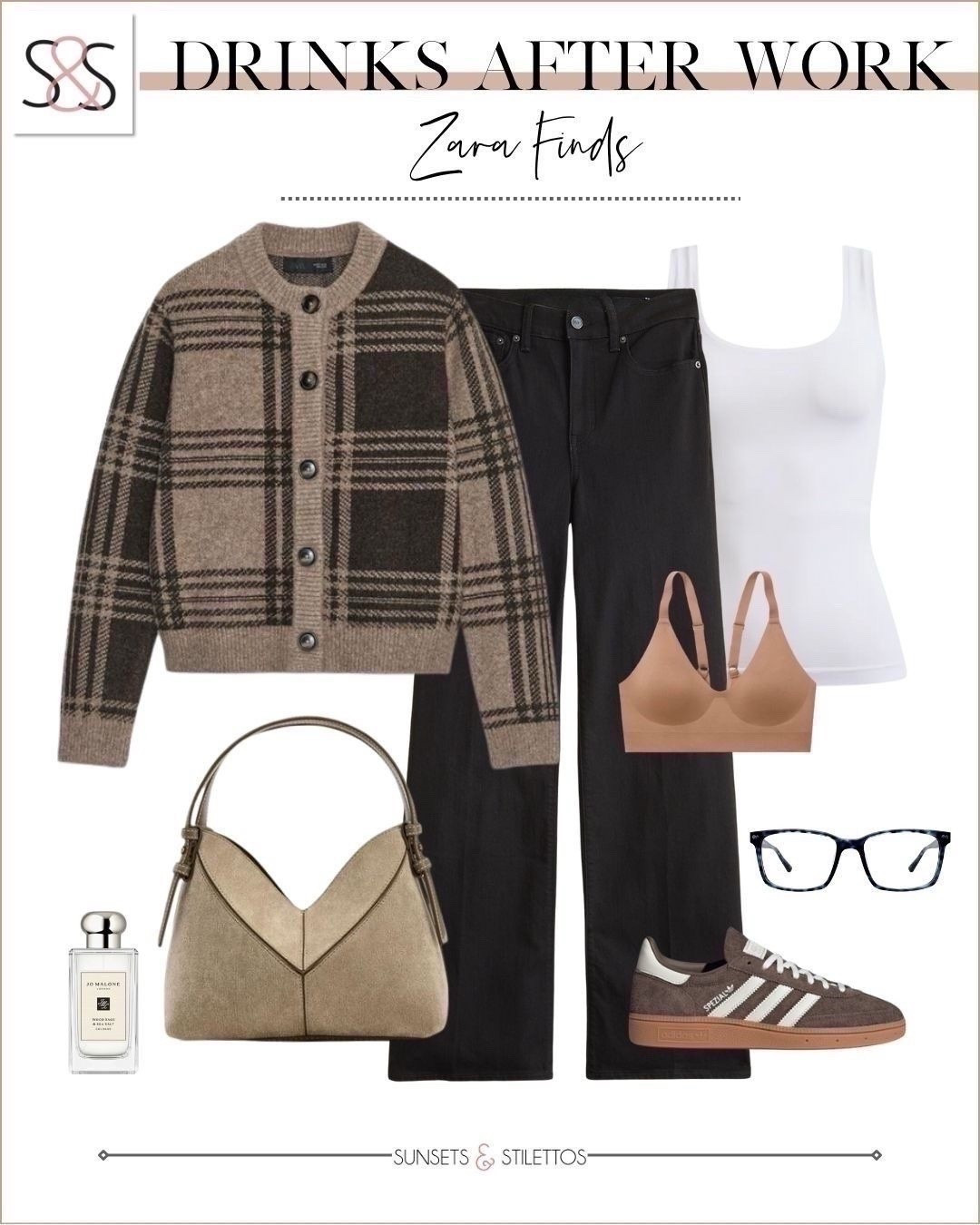 ✨ Drinks after work never looked so good

Zara plaid cardigan, black wide-leg jeans, tank top outfit, casual chic fall outfit, work to weekend look, brown adidas samba sneakers, fall layering essentials, cozy cardigan outfit, neutral handbag, office to dinner style, fall fashion inspiration

#LTKgrwm #LTKFindsUnder50 #LTKootd