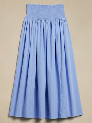 Smocked-Waist Poplin Maxi Skirt | Banana Republic Factory