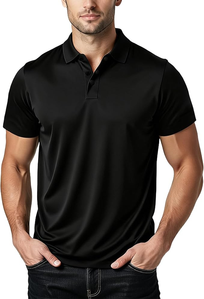 Polo Shirts for Men: Quick Dry Moisture Wicking High Elasticity Convenient Slim Fit Polo Runs Sma... | Amazon (US)