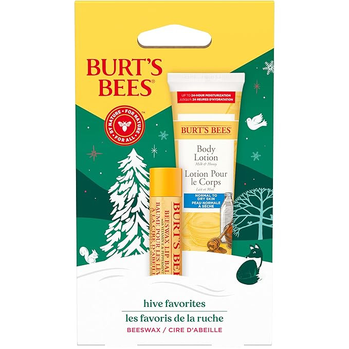 Burt's Bees Hive Favorites Beeswax Holiday Gift Set, Beeswax Lip Balm and Travel Size Body Lotion... | Amazon (US)