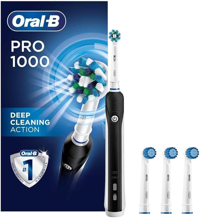 Oral-B 1000 CrossAction Electric Toothbrush, Black, Powered by Braun and Sensitive Gum Care Elect... | Amazon (US)