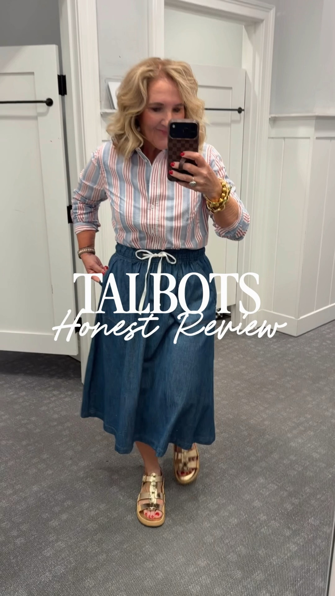 Cyber Monday at Talbots! 

Striped blouse size medium
Lightweight denim skirt medium
White pants 8 petite and I did not like the fabric or the fit
Gauze set that looks like denim I’m wearing a small but go reg size if you want it relaxed fitting
Pleated skirt is gorgeous but I sized up to a 10 petite (a titch roomy inn the waist but better than being tight)
Polka dot pants 8 petite and I love them, a nice stretchy twill
Red denim jacket 8 petite
Red eyelet small, I didn’t like it, but maybe a medium petite would have worked? I just felt frumpy
Love the red eyelet skirt, size 6
Striped coverup I LOVED it, wanted to make it work as a dress but the side slits are about mid thigh and a titch sheer. So definitely a coverup
Gingham dress LOVED THIS! Fully lined wearing a 6

#LTKSaleAlert #LTKOver40 #LTKPetite