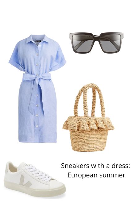 Wearing sneakers with a dress in Europe, dress with sneakers, linen dress, ruffle bag, raffia bag, white sneakers, vacation outfits 

A favorite vacation outfit!

#LTKfindsunder100 #LTKeurope #LTKstyletip
