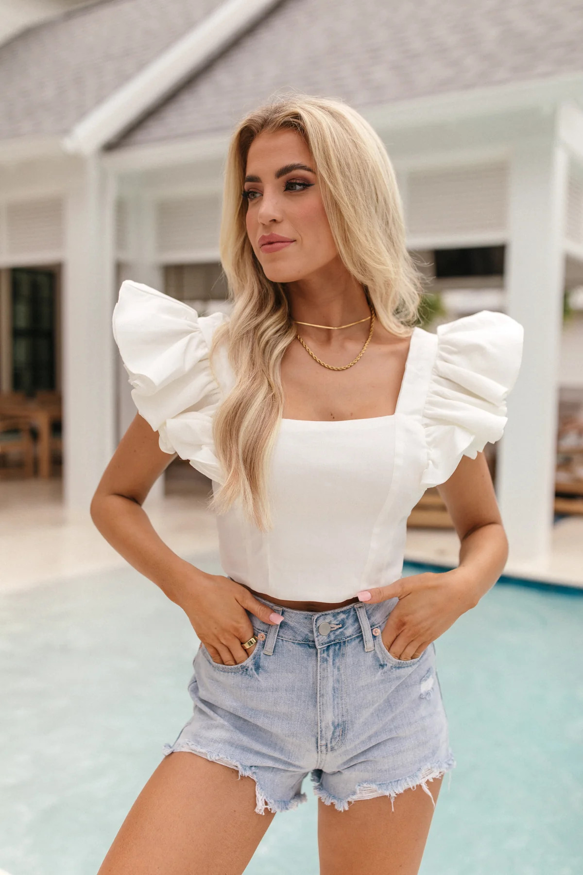 Paislee Ruffle Shoulder Top | The Post