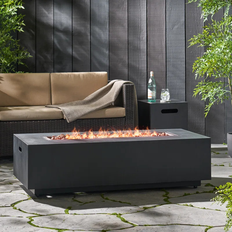Wade Logan® Ashai Fiona Outdoor Outdoor 50,000 BTU Rectangular Fire Pit With Tank Holder & Revie... | Wayfair North America