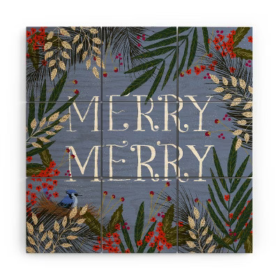 Joy Laforme Christmas Merry Merry Wreath Wood Wall Mural - Society6 | Target