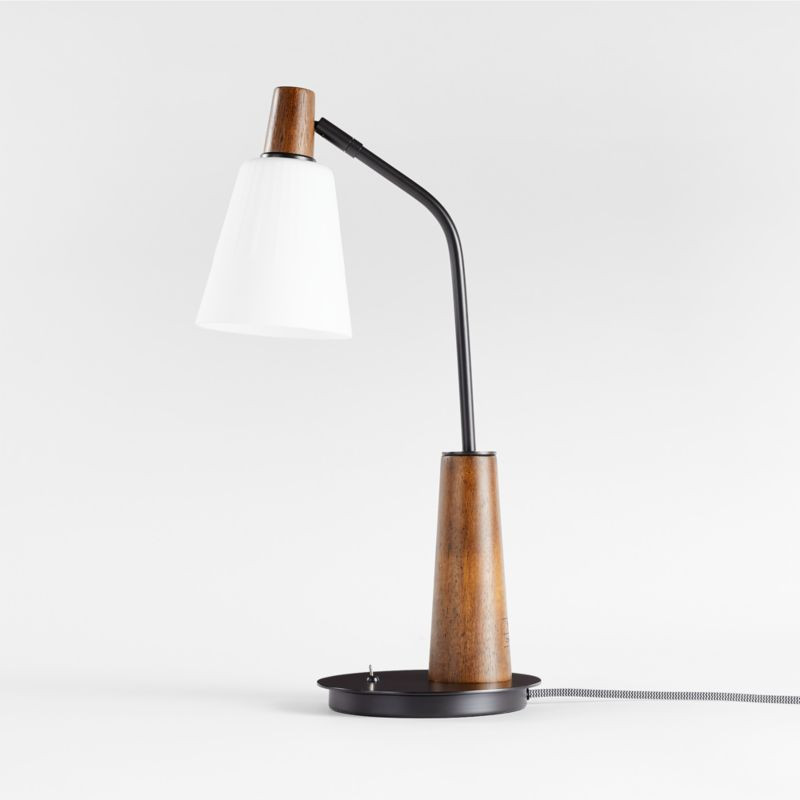 Shinola Book Milk Glass and Metal Desk Lamp + Reviews | Crate and Barrel | Crate & Barrel