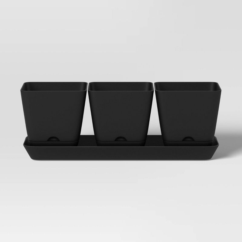 4" Outdoor Square Trio Planters with Tray - Room Essentials™ | Target