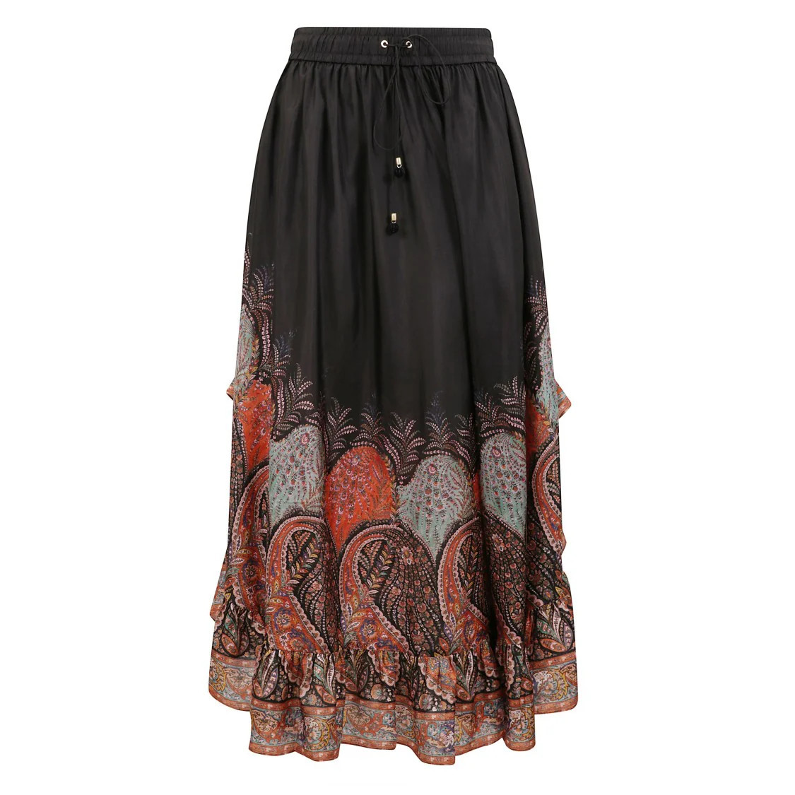 Maxi Silk Skirt With Gathered Waistband | Shop Simon