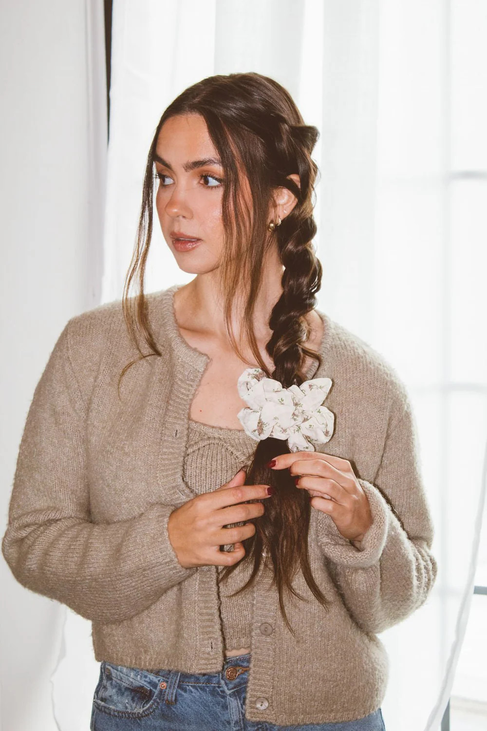 Neutral Floral Jumbo Scrunchie | Shop Andi