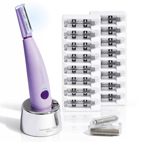 Michael Todd Beauty Sonicsmooth Pro+ Dermaplane Razor for Women Face + Eyebrow Trimmer Dermaplaning System w/LED Light Peach Fuzz Remover -16 Dermaplaning Blades & 2 Microsmooth Exfoliation Tips | Amazon (US)