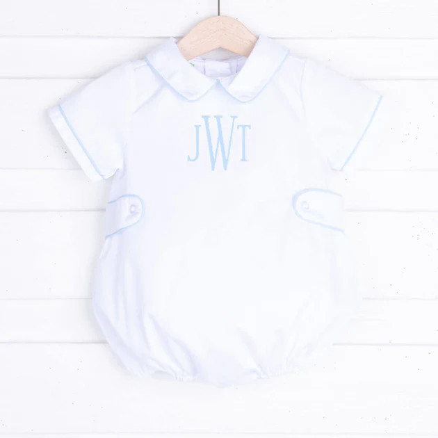 White Pique Tab Boy Bubble | Classic Whimsy