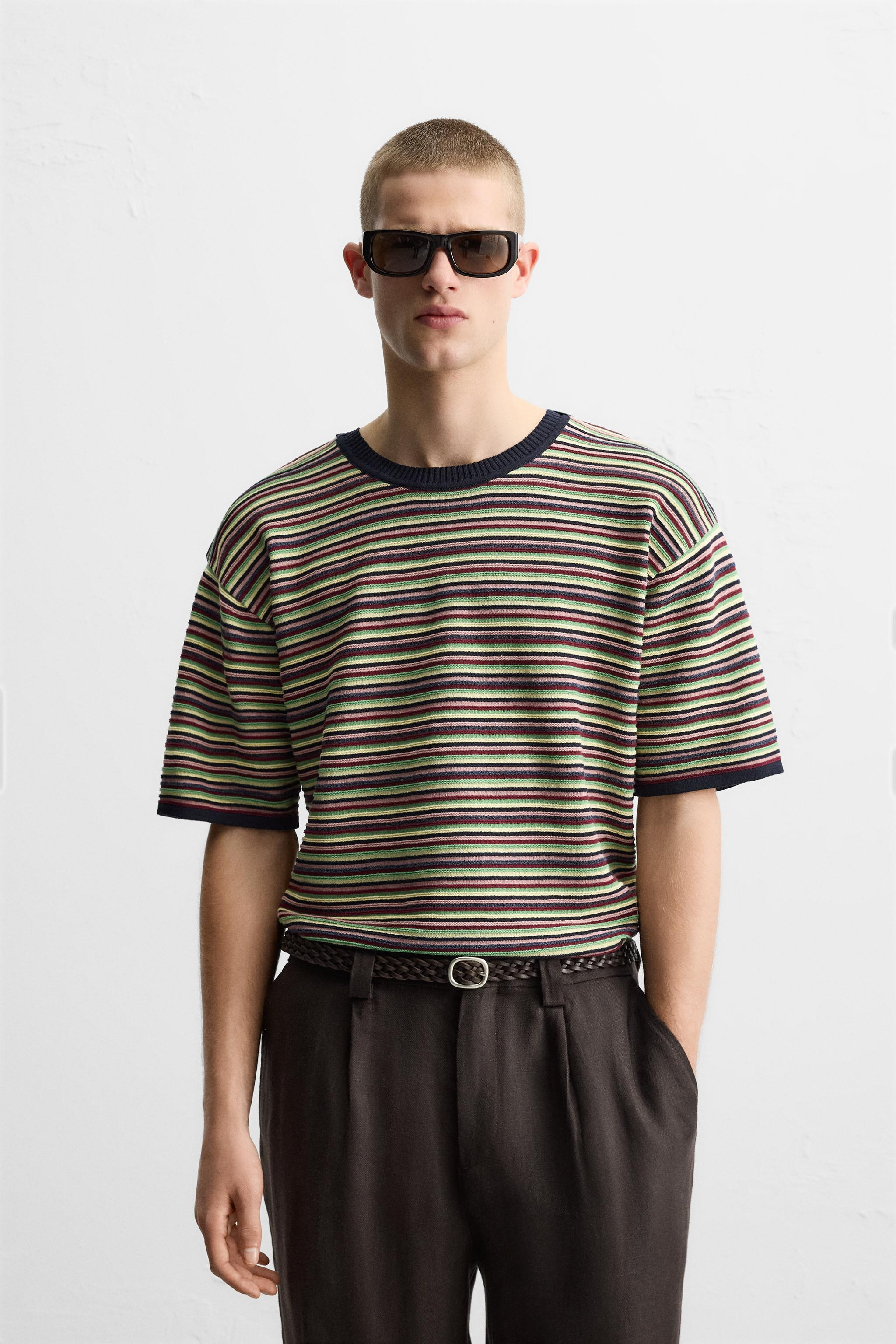 STRIPED KNIT T-SHIRT | Zara UK