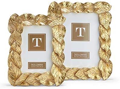 Two's Company Gold Leaves Set of 2 Photo Frames 4x6 and 5x7 inches | Amazon (US)