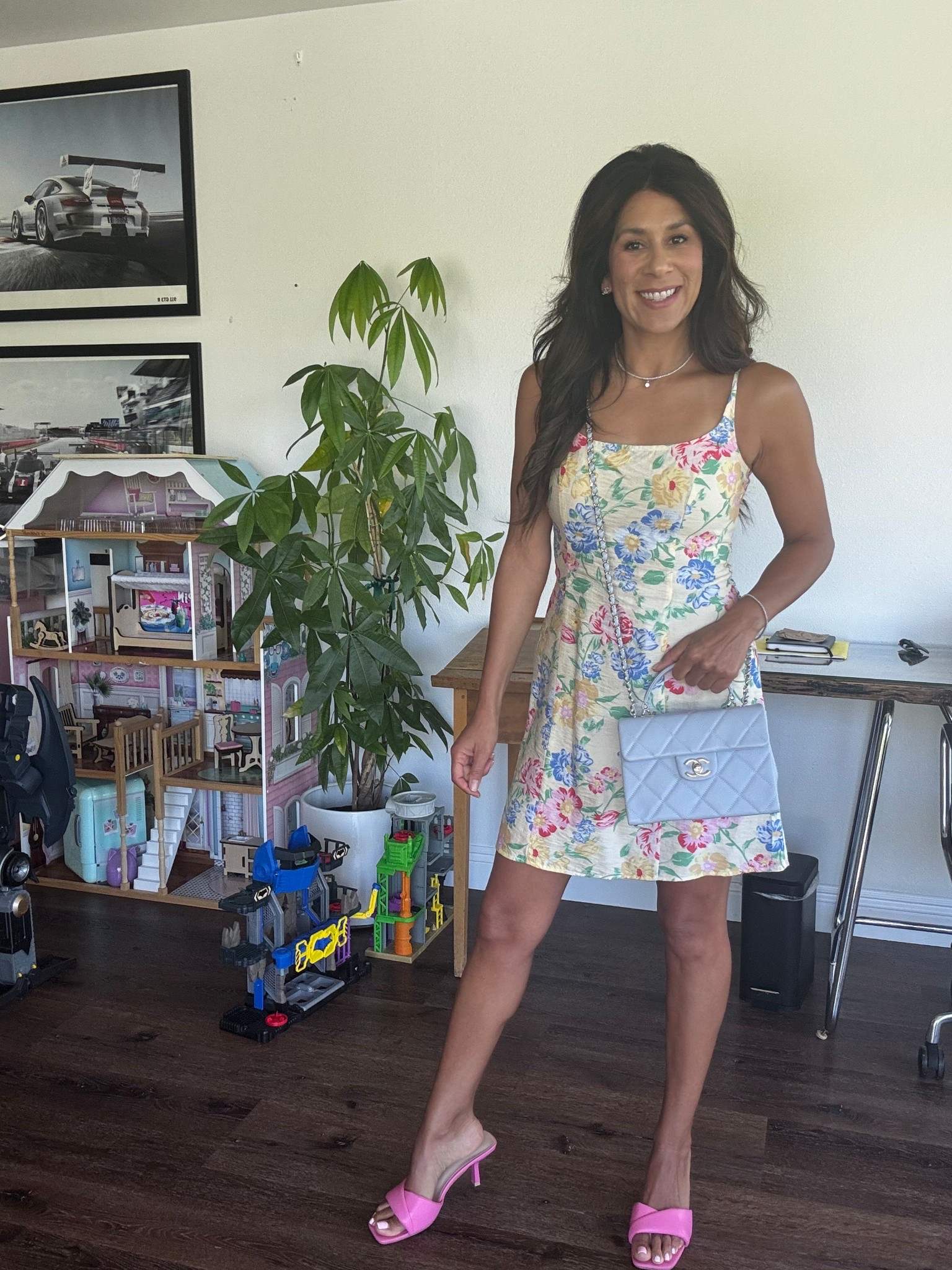 Brunch Outfit - an easy dress for summer! Wearing a size small. Paired it with cute kitten heel and pastel blue Chanel  

#LTKSeasonal #LTKFindsUnder50 #LTKShoeCrush