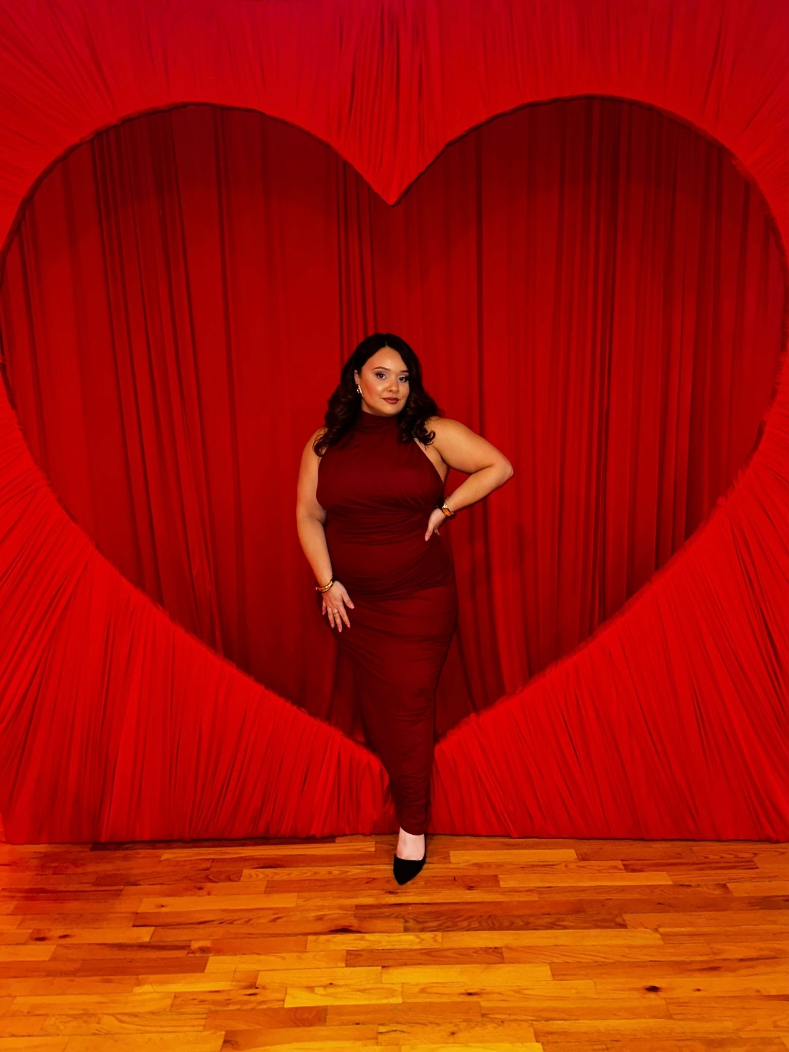 ASOS DESIGN mesh twist bust detail halter maxi dress with tie back neck in wine - so beautiful and flattering! 💃🏻❤️
Wore it for a Galentine’s party; but would also be nice to wear for Valentine’s Day, too! 

#LTKValentine #LTKootd #LTKMidsize