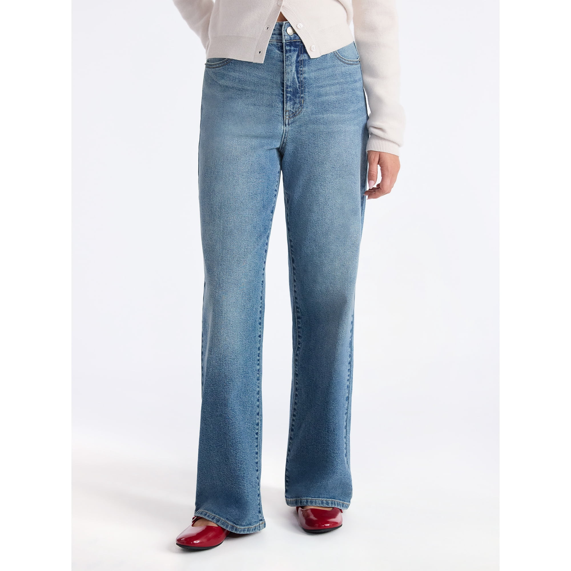 No Boundaries High Rise Baggy Wide Leg Jeans, 32" Inseam, Women’s and Women's Plus | Walmart (US)