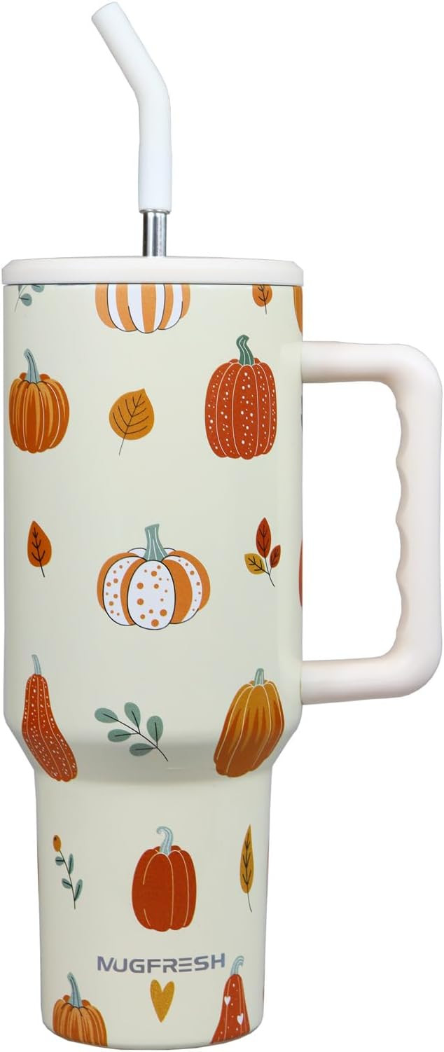 Fall Tumbler 40 oz with Handle and Straw, Autumn Pumpkin Tumbler Gifts for Women Thanksgiving Cup... | Amazon (US)