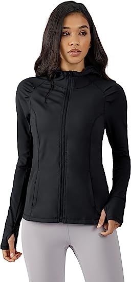 Yogalicious Lightweight Full-Zip Hooded Workout Jacket with Thumbholes | Amazon (US)