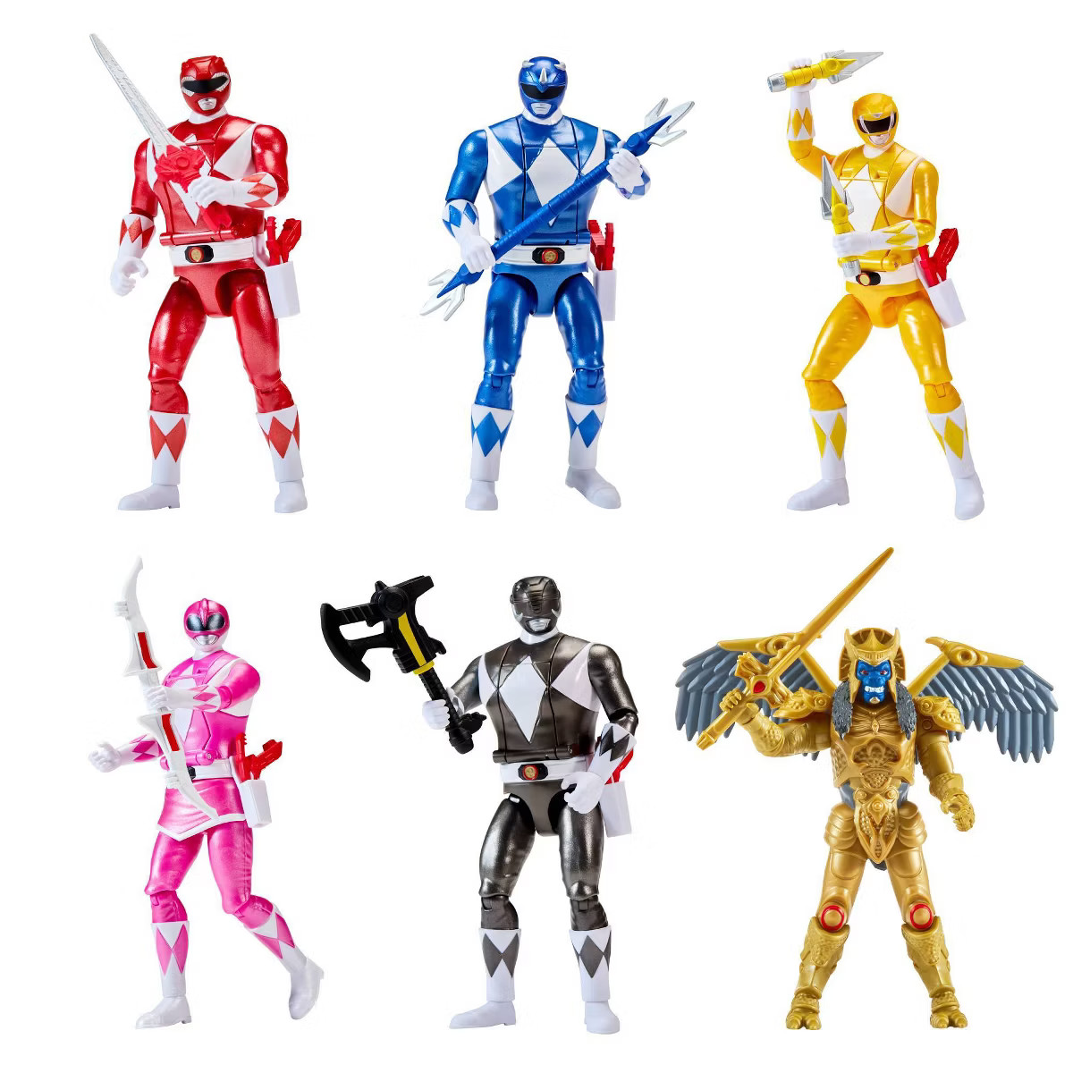 Mighty Morphin Power Rangers Re-Ignition Auto-Morphin 6pk Battle Set with Red, Blue, Pink, Yellow... | Target