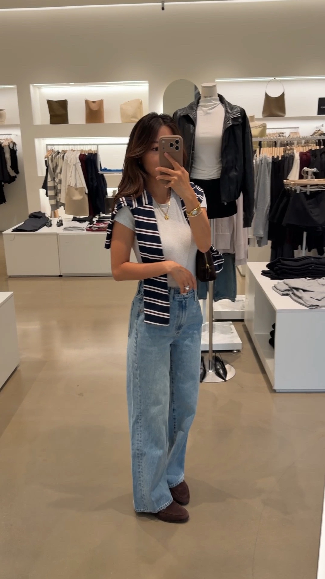 • Aritzia Farrah ankle jeans sz 24, “7 yrs bleu taboo” wash. Slightly loose and relaxed fit at waist, I love this length on petites . 
• Aritzia rib tee XS (size up) 
• Gap oversized cropped long sleeve tee XXS regular, boxy cut with shorter length. 
• Sam Edelman suede loafers 5.5 
• Madewell bag 

Petite friendly jeans, casual mom style, easy autumn outfit

#LTKPetite #LTKmomlife #LTKootd
