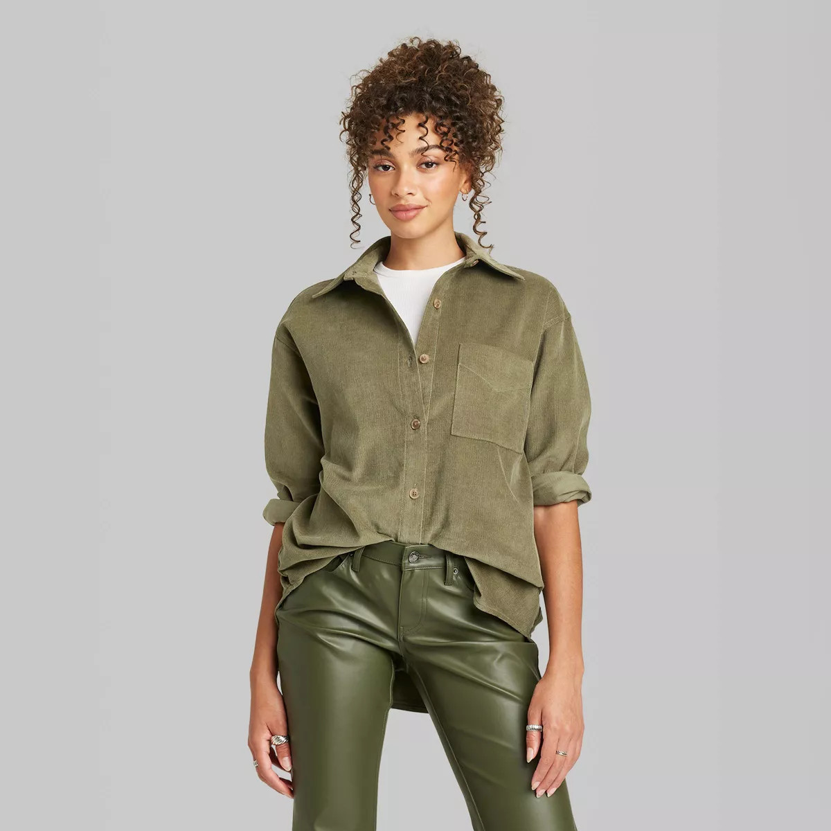 Women's Oversized Button-Down Corduroy Shirt - Wild Fable™ | Target