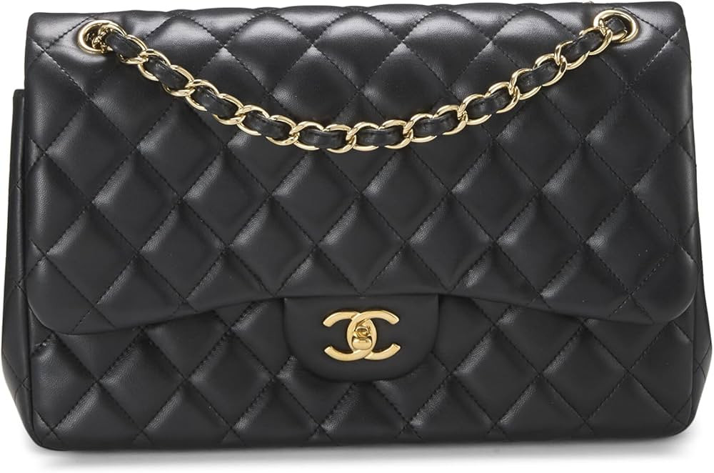 Amazon.com: Chanel, Pre-Loved Black Quilted Lambskin New Classic Double Flap Jumbo, Black : Luxur... | Amazon (US)