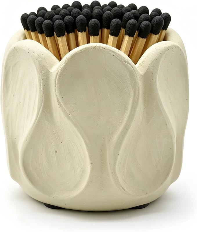 Concrete Matches Holder with Striker; Elegant Petal-Shaped Match Holder, Perfect for Decorating R... | Amazon (US)