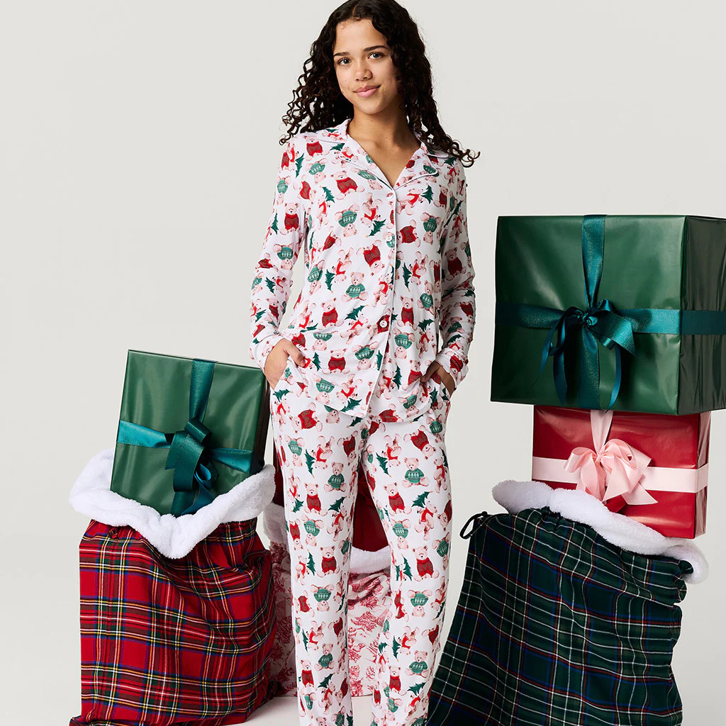 Holiday White Luxe Womens Pajamas | Lachlan | Posh Peanut