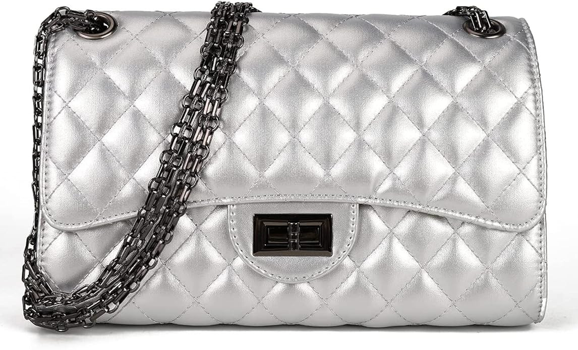 Quilted Crossbody Bags for Women Leather Ladies Shoulder Purses with Chain Strap Stylish Clutch P... | Amazon (US)