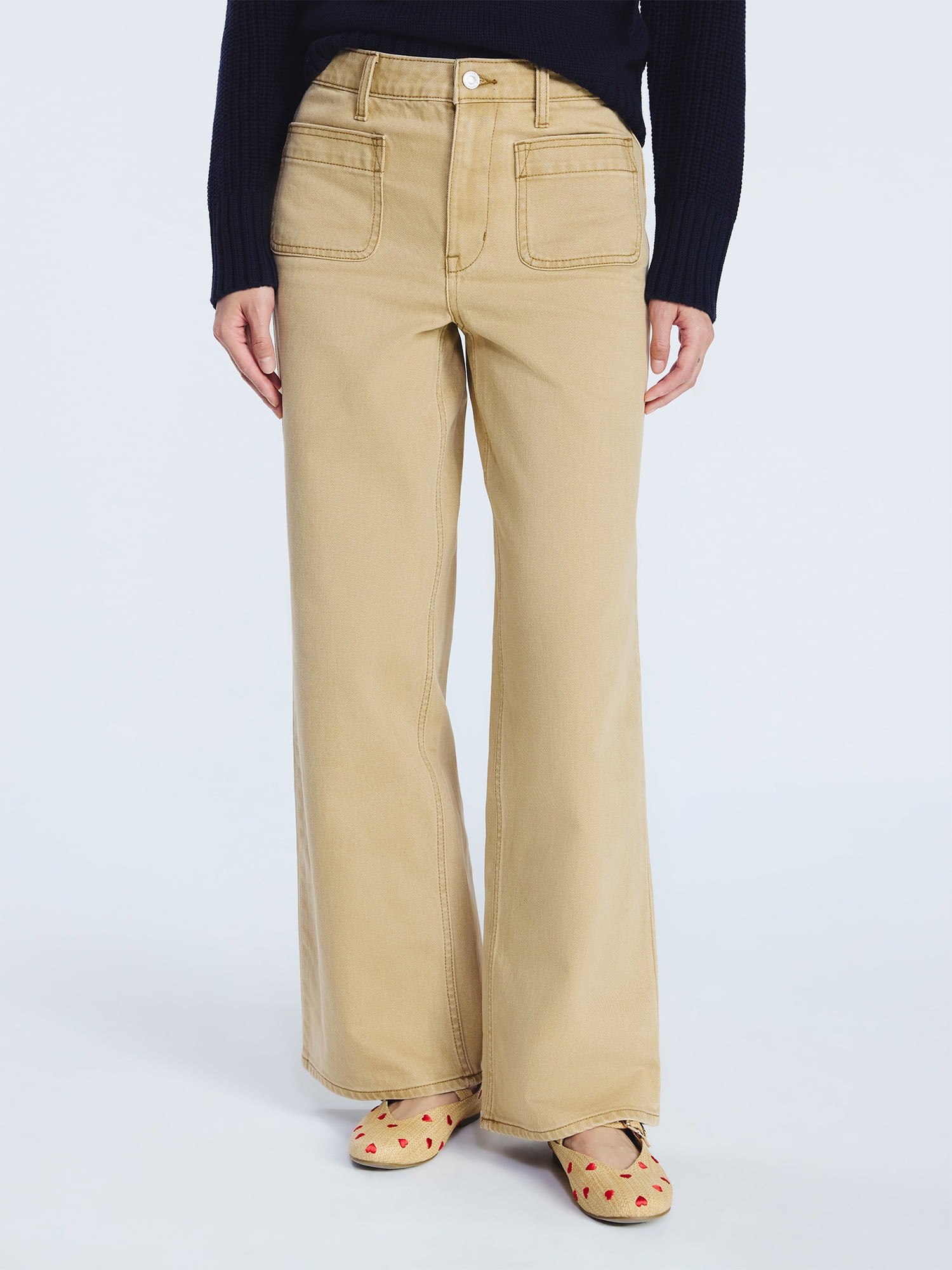 Free Assembly Women's and Women's Plus Wide Leg Jeans with Patch Pockets, 30", 32", and 34" Insea... | Walmart (US)